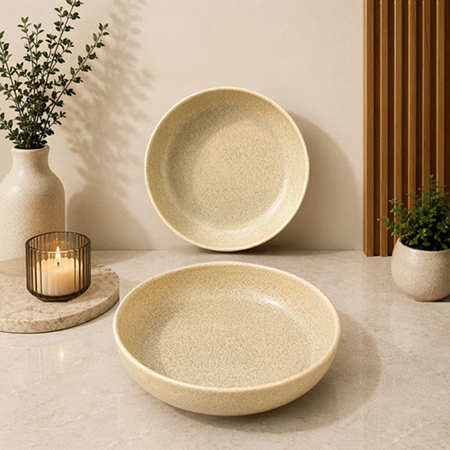 20 Cm Yemek Tabak İzostatik (039 Artistik Mat Krem) *12